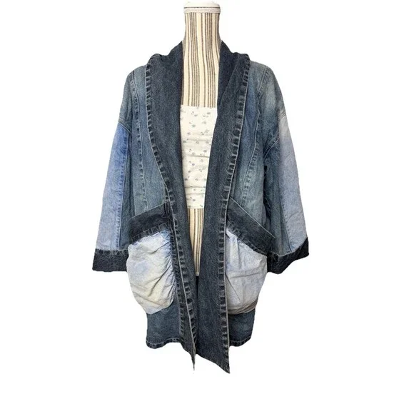 Pilcro and Letterpress Jadira Jacket Robe Chore Work Lounge Kimono Drape MEDIUM - Picture 2 of 6